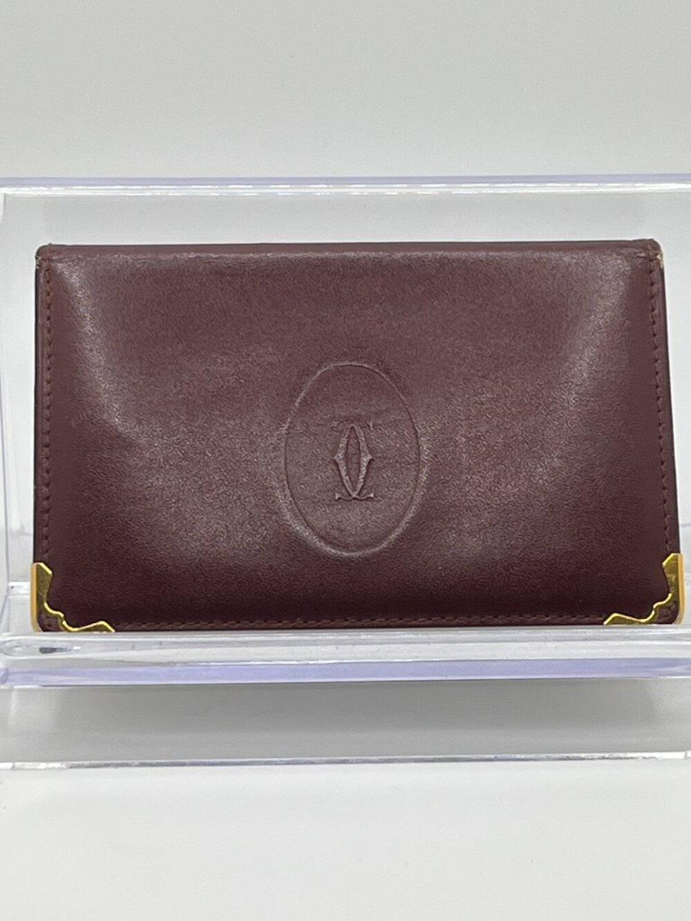 Vintage Cartier Must Line Burgundy Bifold Card Holder